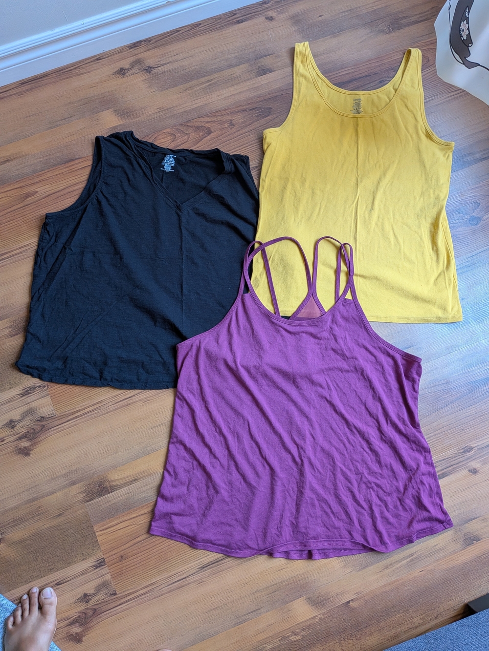 George And Old Navy Plus Size Women's Tank Top Trio - Yellow, Black & Purple